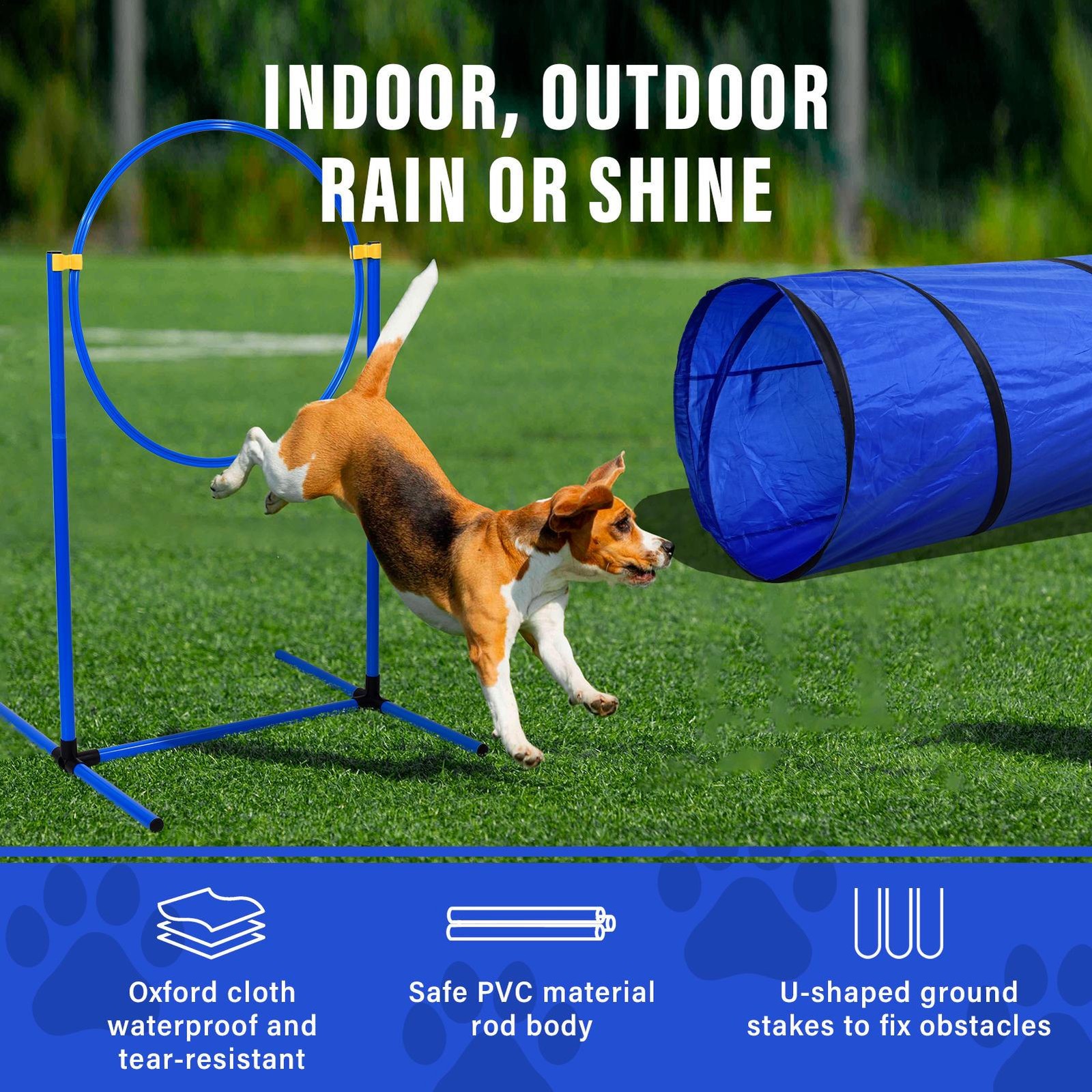 Outdoor 5 PCs Dog Pet Agility Training Equipment Backyard Starter Course Set--