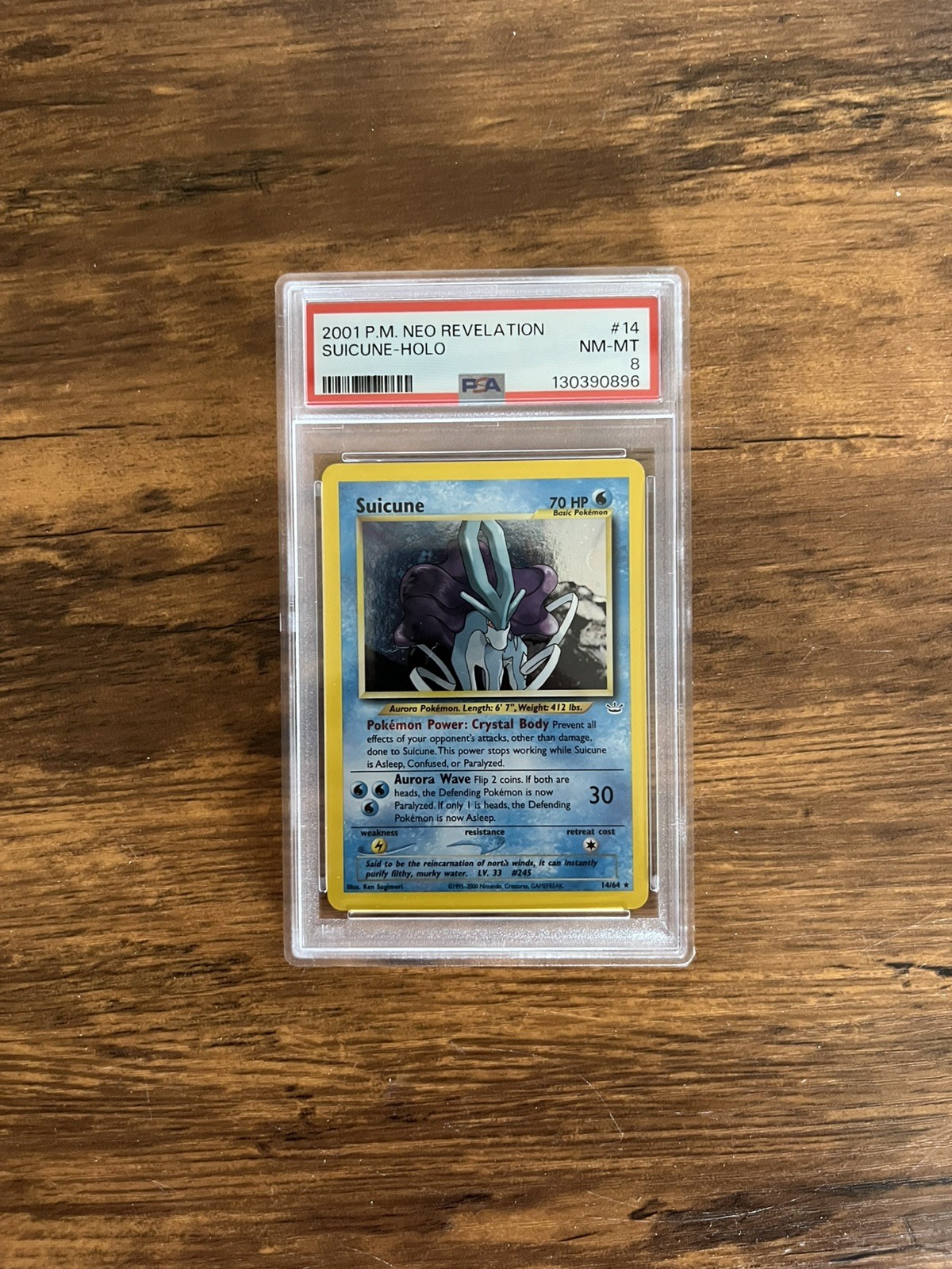 PSA 8 Pokémon TCG Suicune 14/64 Neo Revelation Holo 2001 Near Mint
