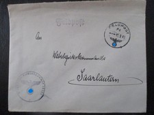 X4600 Umschlag FPNr. 15189 vom 11.9.43 an W.B.K. Saarlautern