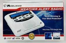 Midland Weather Alert Radio WR-120EZ White W/Blue Backlight Tested Works NO Cord