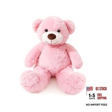 Plush Teddy Bear, 17.7 inch, Soft Stuffed Animal Toy, Available in White, Pink