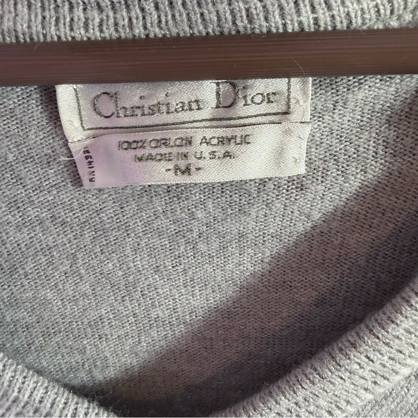 Vintage Christian Dior Grey Acrylic V-Neck Sweater Mens Size Medium thumbnail 6