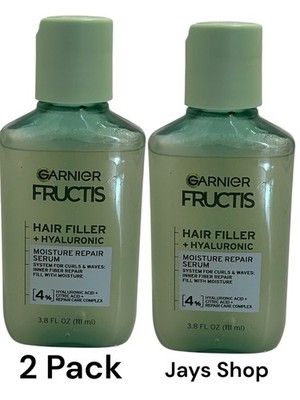 (2) Garnier Fructis Hair Filler + Hyaluronic Moisture Repair Serum-3.8oz. Each