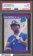 1989 Donruss #33 Ken Griffey Jr Seattle Mariners RC Rookie HOF PSA 8 NM-MT