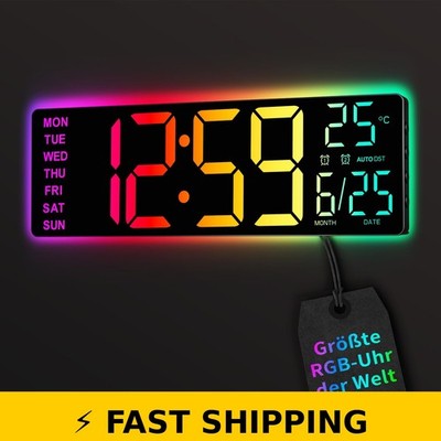 EASYERA 16.5'' Large BT Sync Digital Wall Clock with RGB Lights