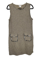 J Jill Dress Womens Small Textured Sleeveless Shift Earthcore Tweed Brown Black