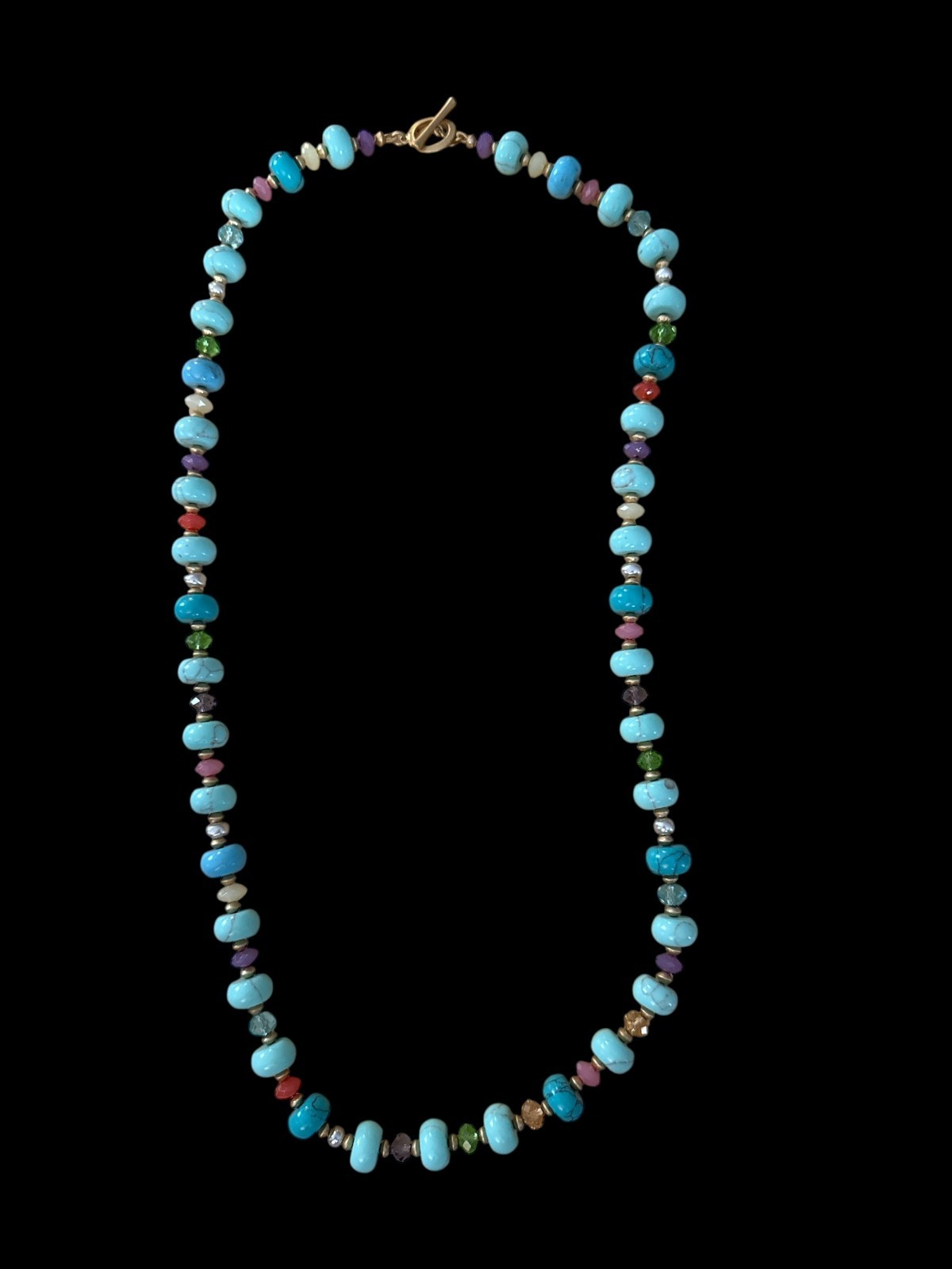 Ralph Lauren Faux Turquoise Beaded Statement Necklace Toggle Closure