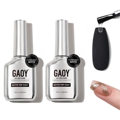 GAOY 2 Pcs Matte Gel Top Coat for Nail 2 Powder-Resist 
