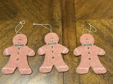 Sarah's Attic Kookies 4 1/4" Christmas Gingerbread Man Ornaments Lot Of 3