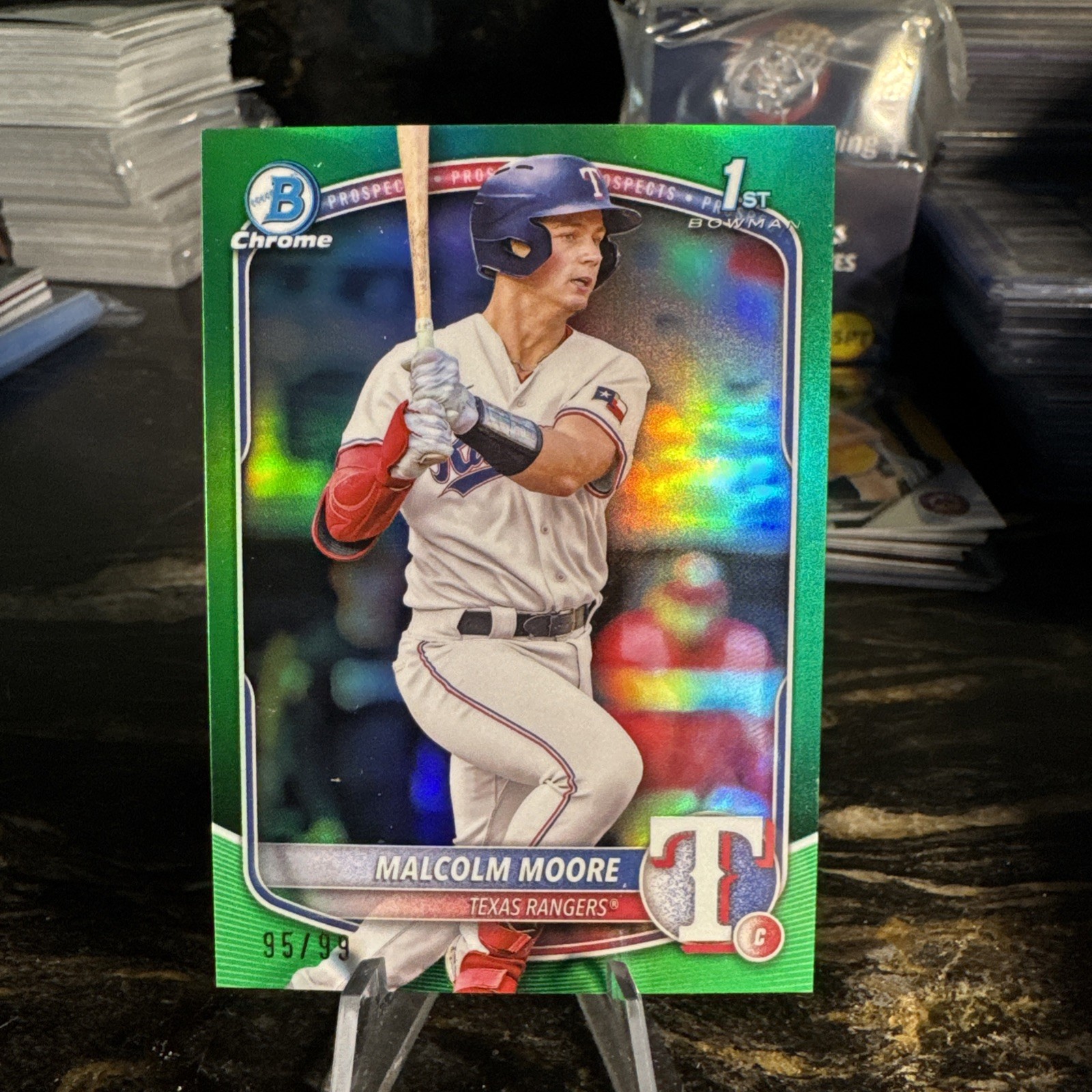 2025 Bowman Chrome Malcolm Moore 1st Bowman  True Green   /99 Rangers