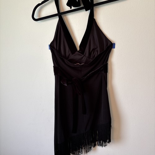 Vintage 90s Y2K Small Fairy Grunge Babydoll Halter Tank Top Beaded Goth Long - Picture 2 of 8