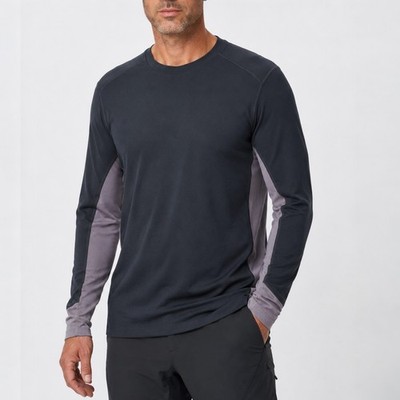 Ibex Merino Wool Base Layer Men s XL Black Gray Colorblock Long Sleeve USA Made