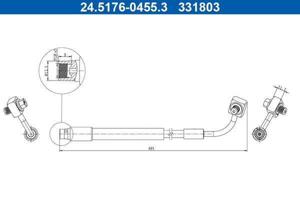 Ate Bremsschlauch 24.5176-0455.3 M10X1,5 FüR Opel Mokka J13 _76 4X4 Lpg Cdti-image