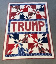 TRUMP Quilt Custom Made Original Unique Throw Lap 43" X 60" RED WHITE BLUE USA