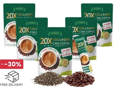 コーヒー FITGUM CHIA COFFEE MIX Fitgum Collagen 20X Chia 11 in 1 Shape Coffee Mix, Fitgum Collagen