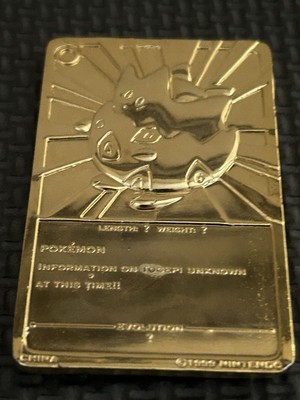 Pokemon Trading Card Gold Plated Togepi 1999 Burger King Vintage