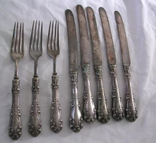 #TY   BERKSHIRE Silverplated  1847 Rogers Bros HOLLOW HANDLE FORKS & KNIVES 8 PC