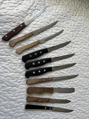 Vintage Regent Farberware Maxam LC Stainless Steak Knives USA Serrated Lot 10