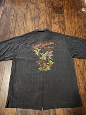 Tommy Bahama Vintage Black Marlin Lounge 100 Silk Camp Shirt Men's XL Hawaiian