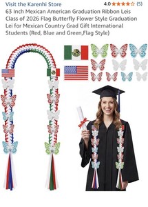 Karenhi Graduation Leis red, blue, green flag style