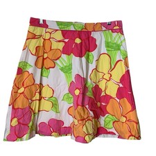 Vintage Lilly Pulitzer Vibrant Floral Cotton Skirt Size 10 Vacation Tropical