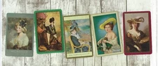 5 Vintage Playing Cards of Ladies-Craft Supply-Ephemera-Junk Journal Swap