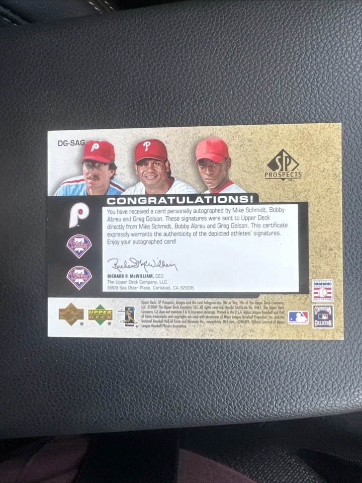 2004 SP Prospects MIKE SCHMIDT BOB ABREU Draft Generations Triple Auto /25 - Imagem 3 de 3