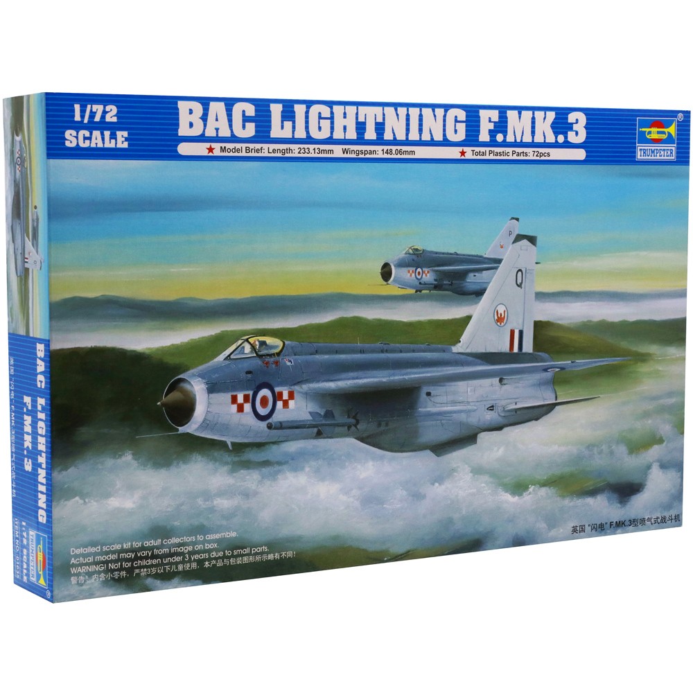 Trumpeter BAC Lightning F Mk3 1:72 Scale Aircraft Model Kit RAF Fighter