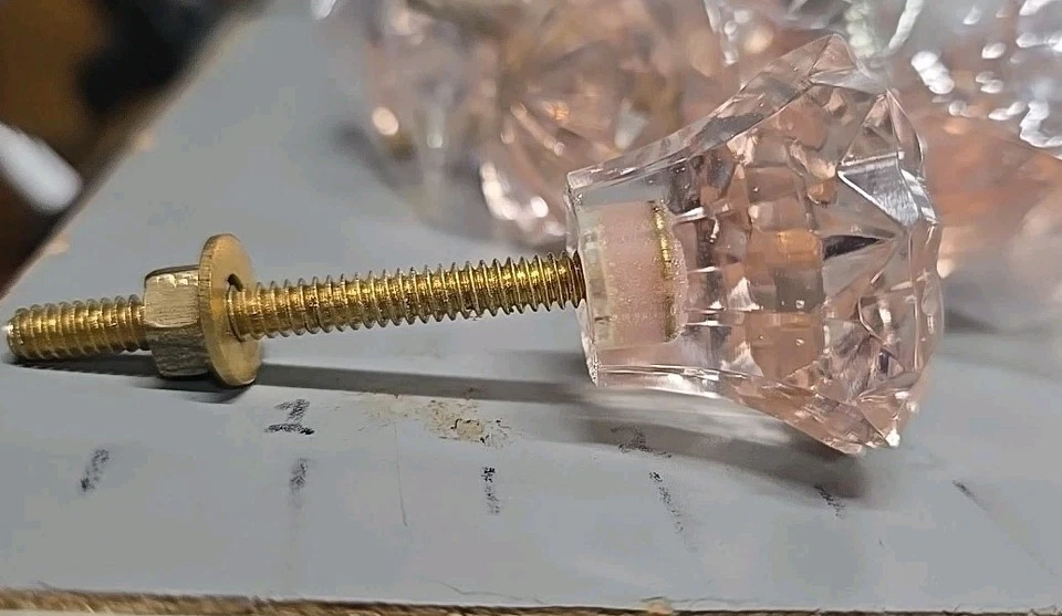 15 maçanetas de armário de vidro rosa vintage móveis ferragens de armário porta puxar diamante - Imagem 2 de 4