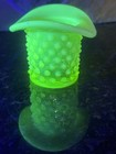 Vintage uranium Topaz Fenton Opalescent Hobnail Glass Top Hat Toothpick Holder — photo 9