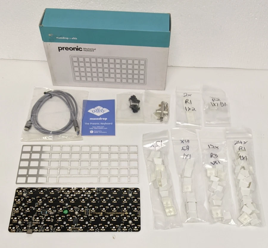 Kit de teclado preónico Massdrop x OLKB R3 placa Matias sin estuche teclas blancas nuevo Foto 2 de 4