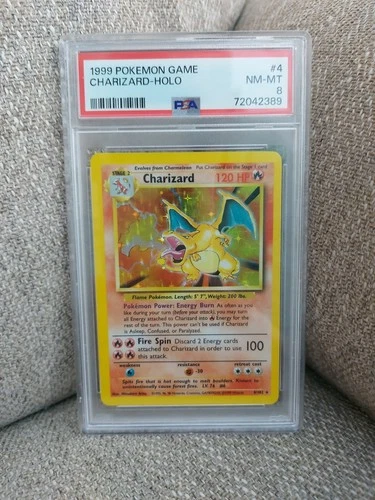 Pokémon TCG Charizard Base Set Holo Unlimited Rare Card 4/102 | PSA 8 NM-MINT