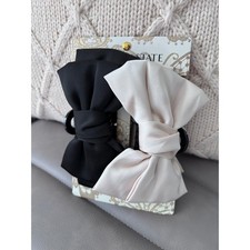 Chic Bow Claw Clip Set Elegant Black Cream Hair Accessory for Women