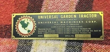 Vintage Universal Garden Tractor Brass ID Plateblank Model And SN#7 1/4x2 Inches