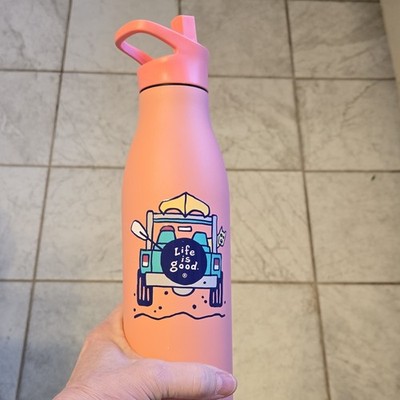 Life is Good 25oz Pink Stainless Steel Insulated Water Bottle BPA Free Twist Lid