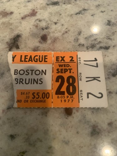 9/28/77 Boston Bruins @ Buffalo Sabres Pre-Season Ticket Stub - The Aud