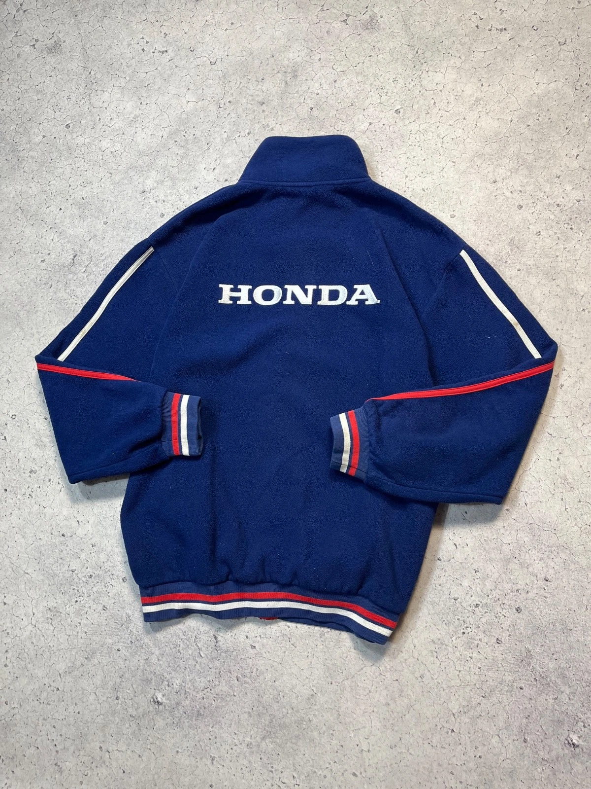 Vtg Honda Motul CBR Fireblade Navy Fleece Jacket Size L Embroidered Logo - product detail image 13