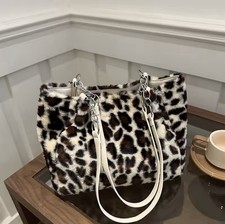 Beige Ivory Leopard Cheetah Animal Print Shoulder Purse Bag