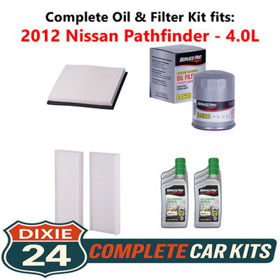 2012 Nissan Pathfinder 4.0L Complete Air, Oil & Cabin Filter Kit (5W-30)