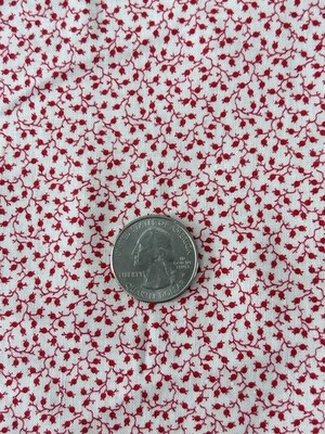 Vintage VIP Cranston Tiny Red Flowers Fabric Cotton 9'' x 44''