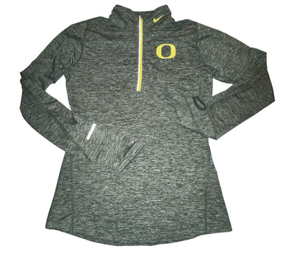 Oregon Ducks Shirt Womens Small Green NCAA Football Nike Dri Fit 1/4 Zip Top