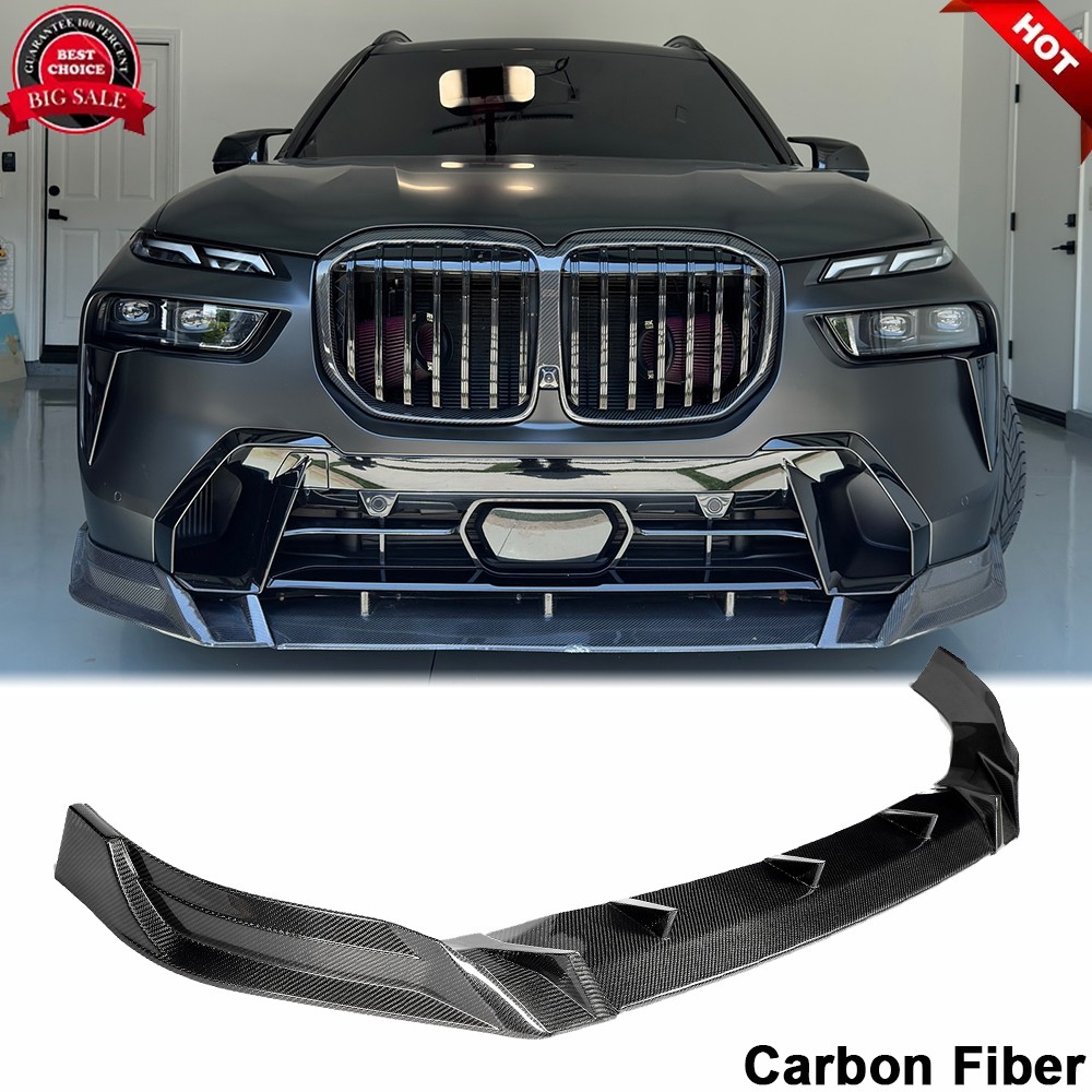 For BMW X7 G07 M-Sport LCI 23-25 Carbon Fiber Front Bumper Lip Spoiler Splitter