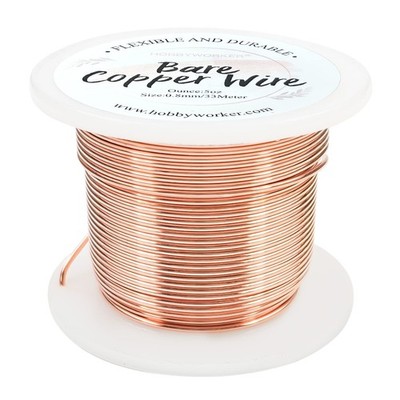 Hobbyworker 20 Gauge Bare Copper Wire 108FT/0.8mm 20 Gauge, bare copper