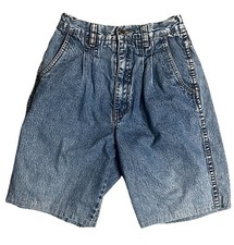 Vintage Bill Blass High Rise Pleated Mom Jean Shorts 90 s Denim 24 waist