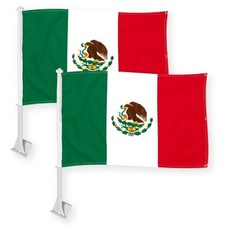 2 Pack: Mexico Mexican Car Flag 11x17 In Double Sided Printed 100D Poly