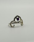Vintage Silver Tone Purple Stone Filigree Ring Ornate Statement Tiara Size 9