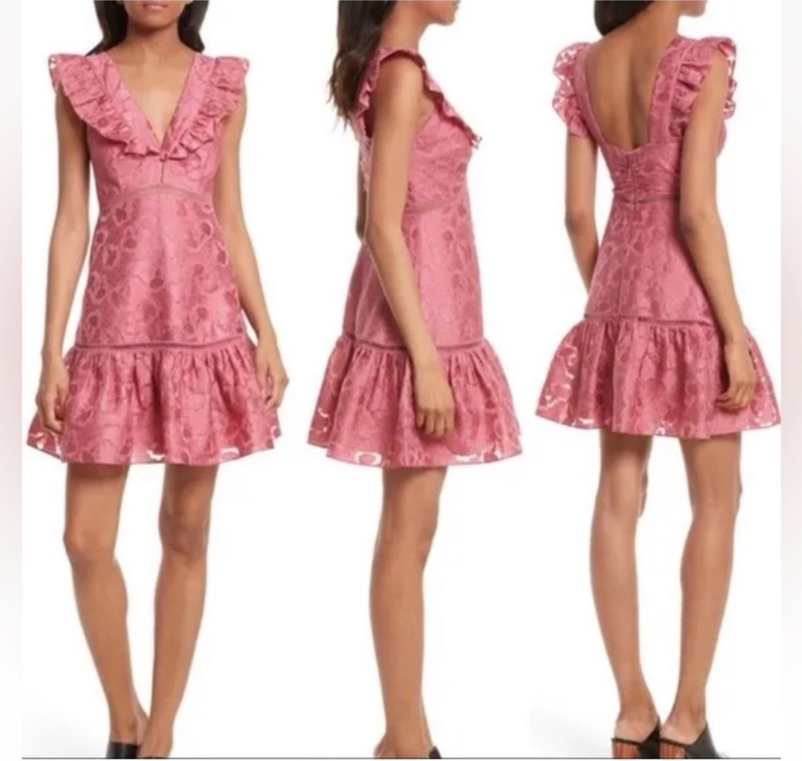$495 NEW ! NWT REBECCA TAYLOR Silk Blend Aly Mini Dress Bloom Pink Size 2