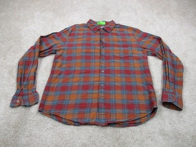 Outerknown Shirt Mens Large L Multicolor Plaid Organic Cotton Linen Button Up