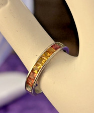 Citrine and Multi Color Stone Sterling Ring Sz 8, Stamped 925