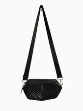 Steve Madden Black Quilted Chevron Crossbody Bag Silver Hardware Strap